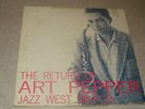 THE RETURN OF ART PEPPER RARE LP ( JAZZ WEST JWLP - 10 LABEL )