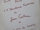 JEAN COCTEAU discours Academie Francaise 1954 / LA VOIX DE SON MAITRE