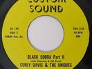 Rare Funk 45 CURLY DAVIS & THE UNIQUES Black Cobra on Custom Sound M-