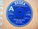 EX+ UK DECCA 45 DEMO - BILLY FURY - GIVE ME YOUR WORD