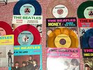 Set of Beatles rare pic sleeve coloured vinyl reproduction singles 