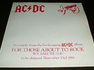 AC / DC - FOR THOSE ABOUT TO ROCK - PROMO - 12 INCH - EXCELLENT CONDITION