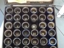 Antique Gramophone Music Cylinder Case Of 34 Blue, Black Edison 1902 Records