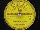 Rockabilly 78 JERRY LEE LEWIS Great Balls Of Fire / You Win Again on Sun