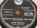 ELVIS PRESLEY   WEAR MY RING DONCHA THINK  UK 78 RECORD   ROCK N ROLL ROCKABILLY