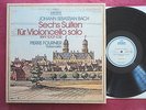 ARCHIV stereo 3 LP BACH:6 suites solo cello FOURNIER, NM