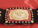 ELVIS EAGLE & LION BELT FOR 70S ELVIS JUMPSUIT IN BLACK & RED