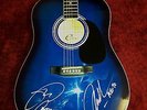 Autographed Eric Clapton and Jeff Beck Blue Acoustic Guitar