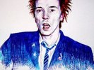 Johnny Rotten portrait, signed by artist, punk, Sex Pistols, Ramones, Damned