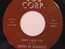 NORTHERN FUNK 45-SOUNDS OF BLACKNESS-BABY I NEED YOU / RUNNING on SOB Corp NM