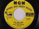 BETTY & KAREN: Stop And Listen / I'm Not Satisfied 45 (dj, almost M-) rare Soul