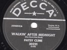78-COUNTRY-PATSY CLINE-WALKIN' AFTER MIDNIGHT/A POOR MAN'S ROSES on DECCA-