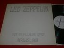 LP X 2 LED ZEPPELIN LIVE AT FILLMORE WEST 1969 ORIG USA 1987 ISSUE