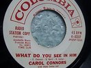 1960's POPCORN SOUL By CAROL CONNORS   PROMO WHITE LABEL COLUMBIA RECORDS