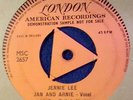 Jan and Arnie 'Jennie Lee' London 45RPM Tri-Centre Demo Copy (Jan and Dean)