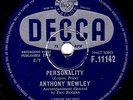 RARE 1959 UK #6 ANTHONY NEWLEY 78   PERSONALITY / MY BLUE ANGEL  DECCA F11142 E+