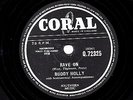 RARE 1958 UK#5 CLASSIC BUDDY HOLLY 78  RAVE ON /TAKE YOUR TIME CORAL Q72325 E/E+