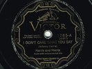 78 RPM  Blues HARRIS and HARRIS  Vi 21285 V  I Don't Care... / That Same Cat