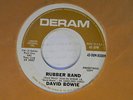 David Bowie dj 45 RUBBER BAND / THERE IS A HAPPY LAND   Deram VG+ to VG++  rock