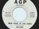 AD-LIBS 45RPM '66 AGP NEW YORK IN THE DARK/HUMAN NORTHERN SOUL W/DOO WOP FLIP