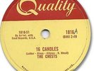  The CRESTS Doo Wop/Rock'N Roll 78 RPM Record. 16 Candles