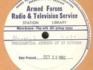 JOHN F KENNEDY AFRTS Radio Transcription LP Oct '62 Cuba presidential speech JFK