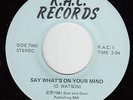 Modern Soul 45 - D. Watson - Say What's On Your Mind - R.A.C. - VG+ mp3 - rare