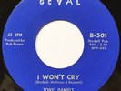 northern soul r&b 45 TONY DANIELS “I Won’t Cry / Drip Drop” on BEVAL Detroit NM