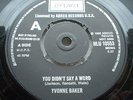 YVONNE BAKER YOU DIDN'T SAY A WORD UK PRESS  LOOKS UNPLAYED EX+++