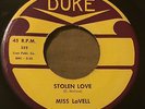 MISS LAVELL Stolen Love /Your The Most 45 Duke popcorn r&b northern soul hear