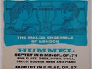 HUMMEL: Septet MELOS ENSEMBLE ORIG SOL 290 UK-66 67’ L’oiseau Lyre LP NM-