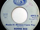 RONNIE RICE 45 Maybe It's Because I Love You / The Lonely TEEN Popcorn e1776