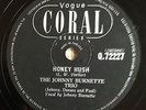 JOHNNY BURNETTE TRIO 'LONESOME TRAIN' / 'HONEY HUSH' UK CORAL ROCKABILLY 78.