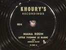 78 RPM -- Nathan Abshire / Little Yvonne Le Blanc, Khoury's 652, E+  Cajun