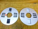 maxell pair of 10.25 inch reel to reel tape spools one with tape , one empty