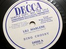 BING CROSBY Lili Marleen usa decca SAMPLE white label 24508 78 rpm