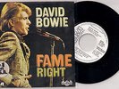 DAVID BOWIE; FAME + RIGHT, WHITE LABEL PROMO SPAIN UNIQUE P/S