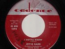 50s FEMALE ROCKABILLY 45 JOYCE HAHN I GOTTA KNOW CADENCE 1298 HEAR