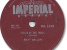 RICKY NELSON Rock'n Roll 78 RPM Record. Poor Little Fool
