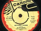 Alva Lewis with Lynn Taitt & His Band - Return Home UK Caltone 7