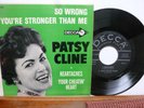 PATSY CLINE SO WRONG / HEARTACHES/ YOUR CHEATIN' HEART DECCA ED 2729 E.P. 45
