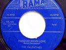THE VALENTINES jump r&b 45 Hand Me Down Love b/w  I Love You Darling  mg1333