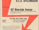 R.E.O. SPEEDWAGON     157 RIVERSIDE AVENUE       FIVE MAN WERE KILLED TODAY