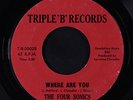 FOUR SONICS: Where Are You / Blue Velvet 45 rare Soul