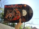 VG++/NM- Slayer Show No Mercy RARE TRANSLUCENT LP SILVER METAL BLADE INSERT