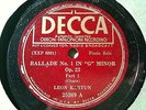 1928  LEON KARTUN PIANO Chopin BALLADE No 1 G Major Op 23  78