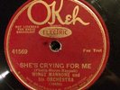 Okeh 41569 Wingy Mannone Orch ROYAL SHE'S CRYING FOR ME E+ A-2 78 rpm 1934 hot