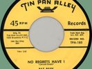 PAT RILEY (w/ group) No Regrets Have I / Proper Time 45rpm Tin Pan Alley 1957