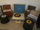 FIVE (5) 45 RPM Record Cases, ALL FULL, W/ Record Player