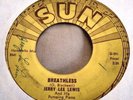 Jerry Lee Lewis - Breathless/Down the Line 45 orig. (Sun) signed autograph VG